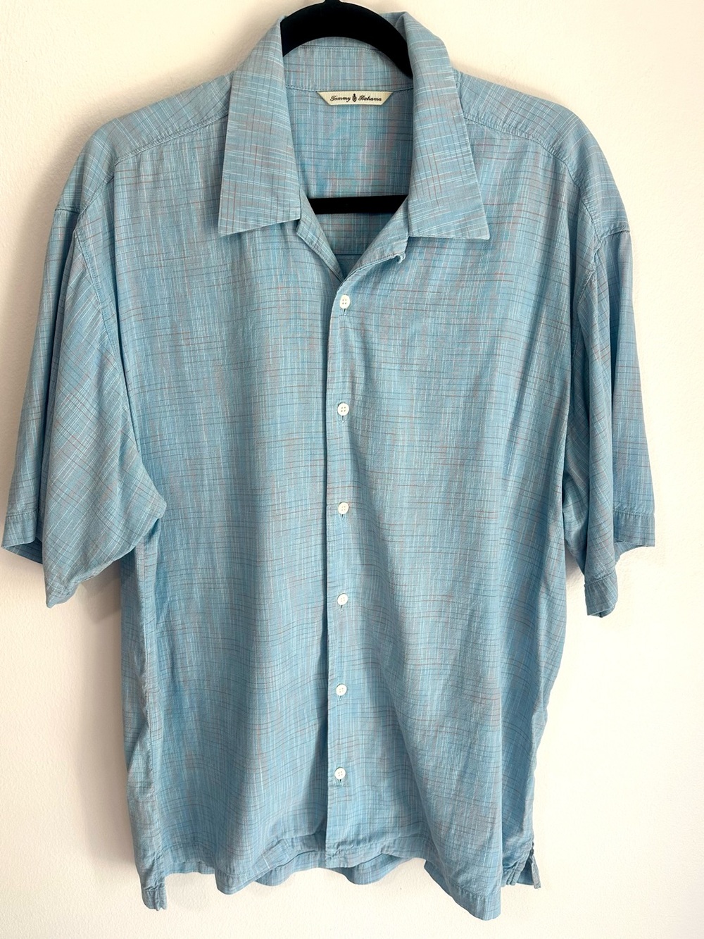 Tommy Bahama Blue Casual Button Down Shirt Size Large Vacation Resort wear